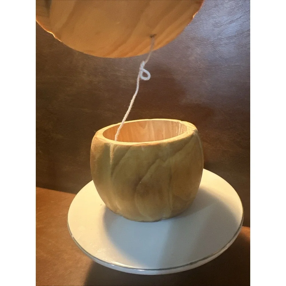 Hand Carved Wooden Pumpkin Trinket Box with Lid 5X5